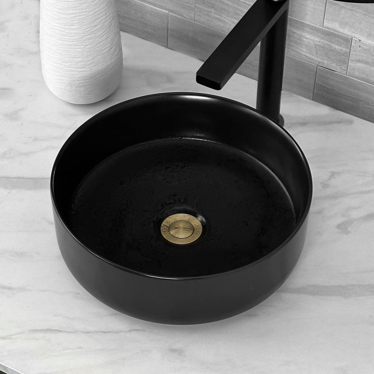 Stylish Brushed Gold Standard Pop-Up Drains Set Vessel Sink Without Overflow D-703G2