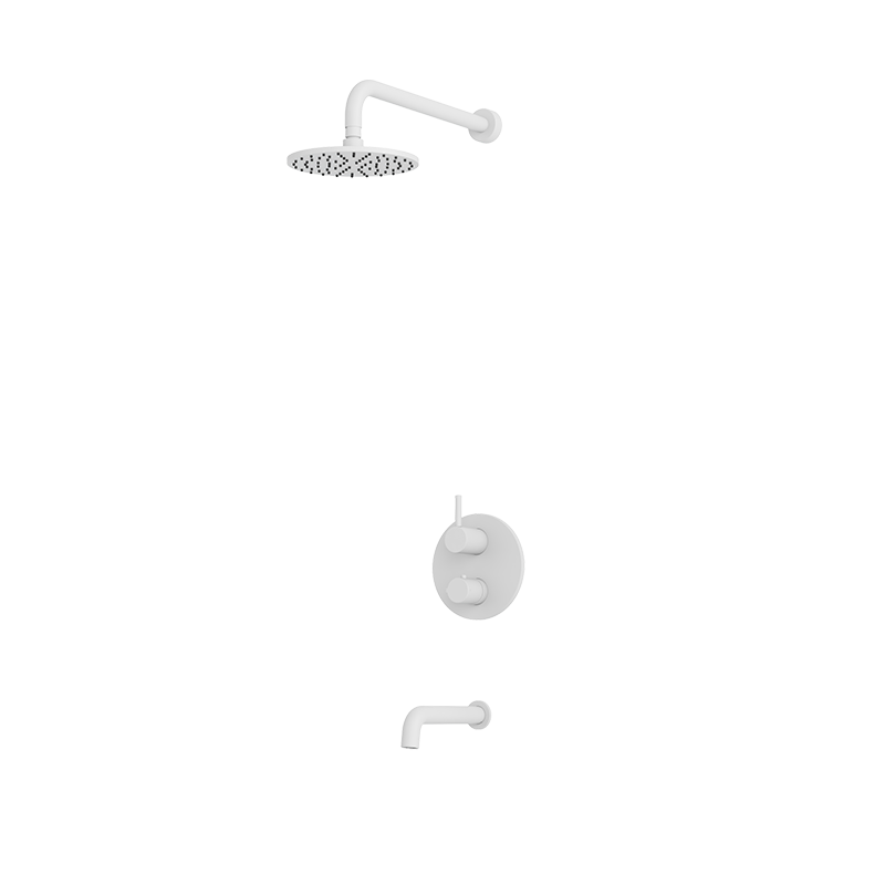 Rubi Vertigo 1/2" Thermostatic Shower Set with 8" Shower Head and 16" Horizontal Arm Matte White RVT831WH