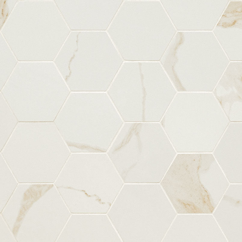 MSI Eden Calacatta 3 x 3 Matte Porcelain mosaic (NEDECAL3X3HEX) – MSI product image