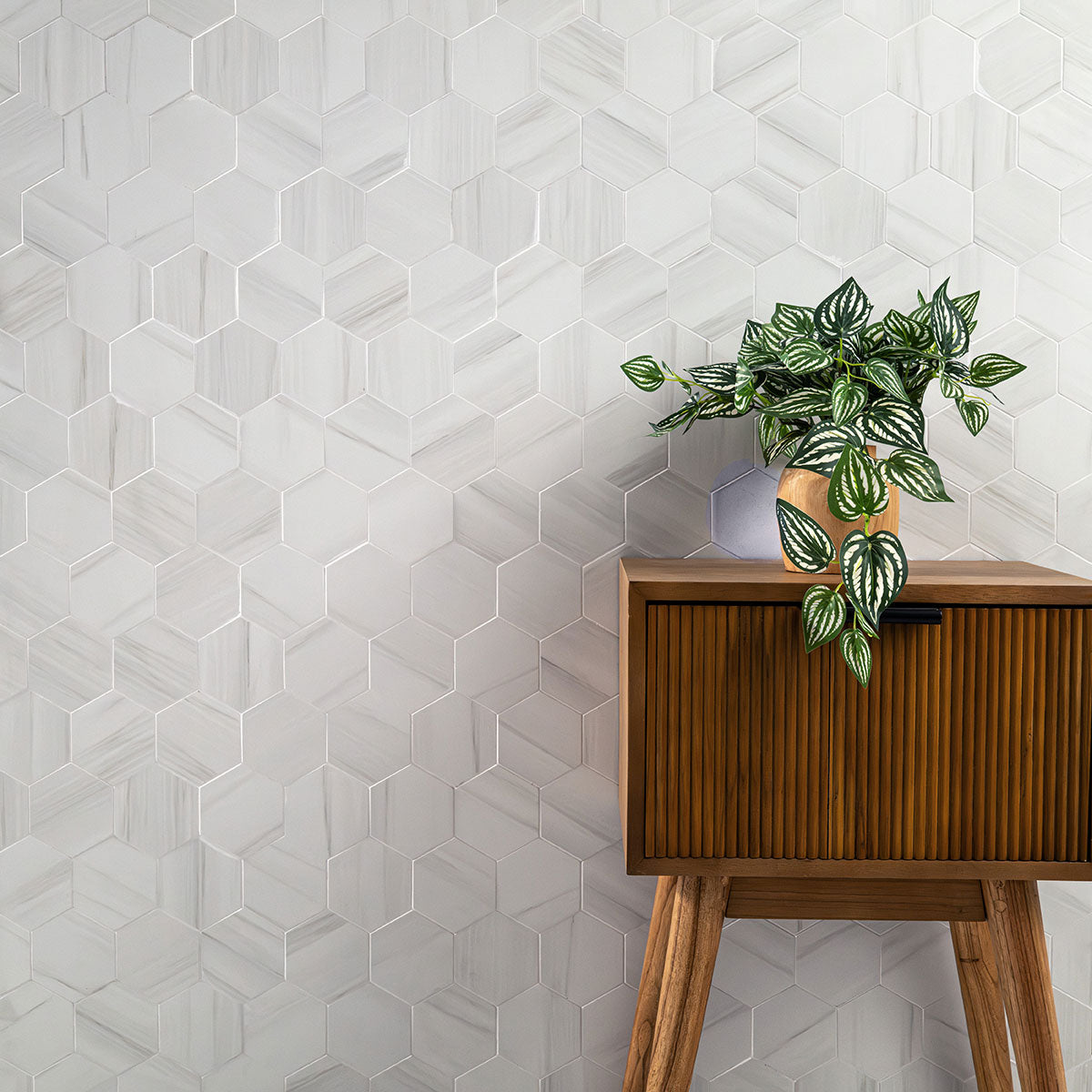 MSI Eden Dolomite 3 x 3 Matte Porcelain mosaic (NEDEDOL3X3HEX) – MSI room scene
