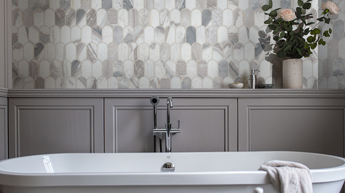 MSI Edessa Scallop Polished Marble mosaic (SMOT-EDE-SCAP8MM) – MSI room scene