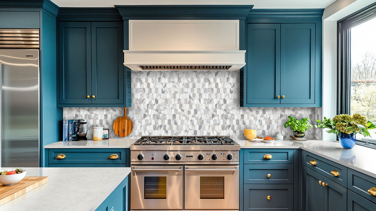MSI Edessa Scallop Polished Marble mosaic (SMOT-EDE-SCAP8MM) – MSI room scene (kitchen)