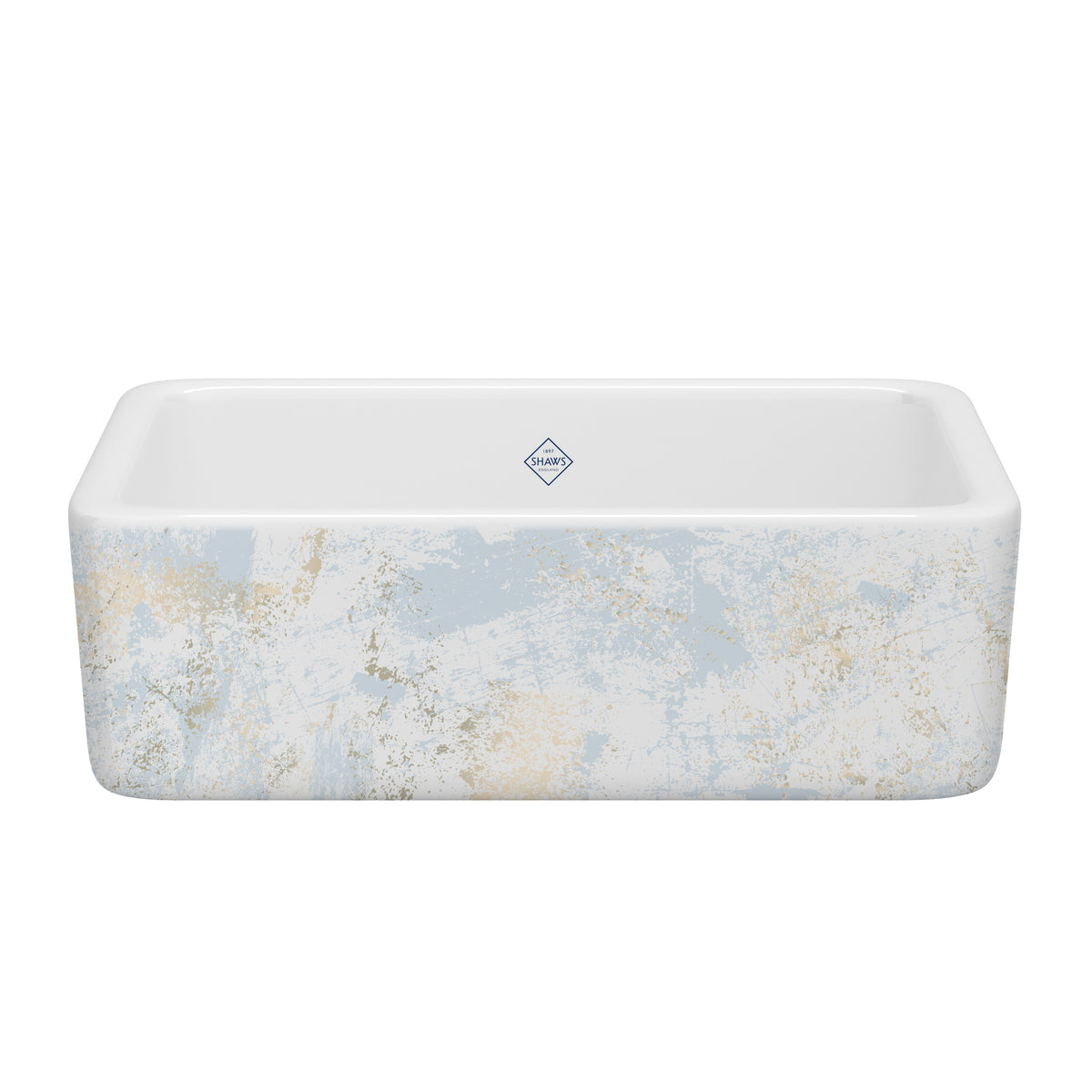 Shaws Lancaster 30" Single Bowl Farmhouse Apron Front Fireclay Kitchen Sink RC3018 - Patina Blue/Gold