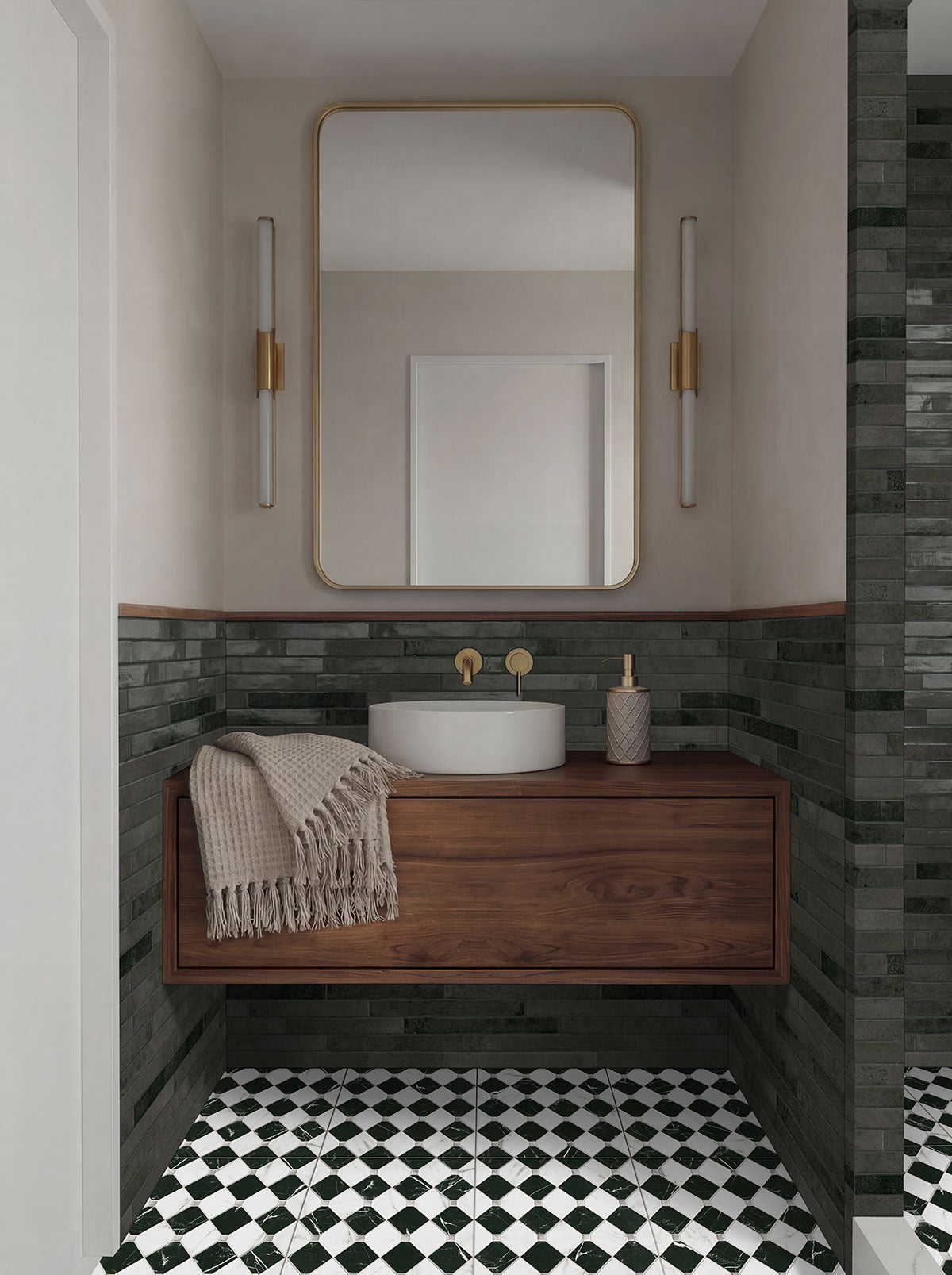MSI Casa Tuxedo 17 x 17 Matte Porcelain tile (NWGCASTUX1717) – MSI room scene (bathroom)