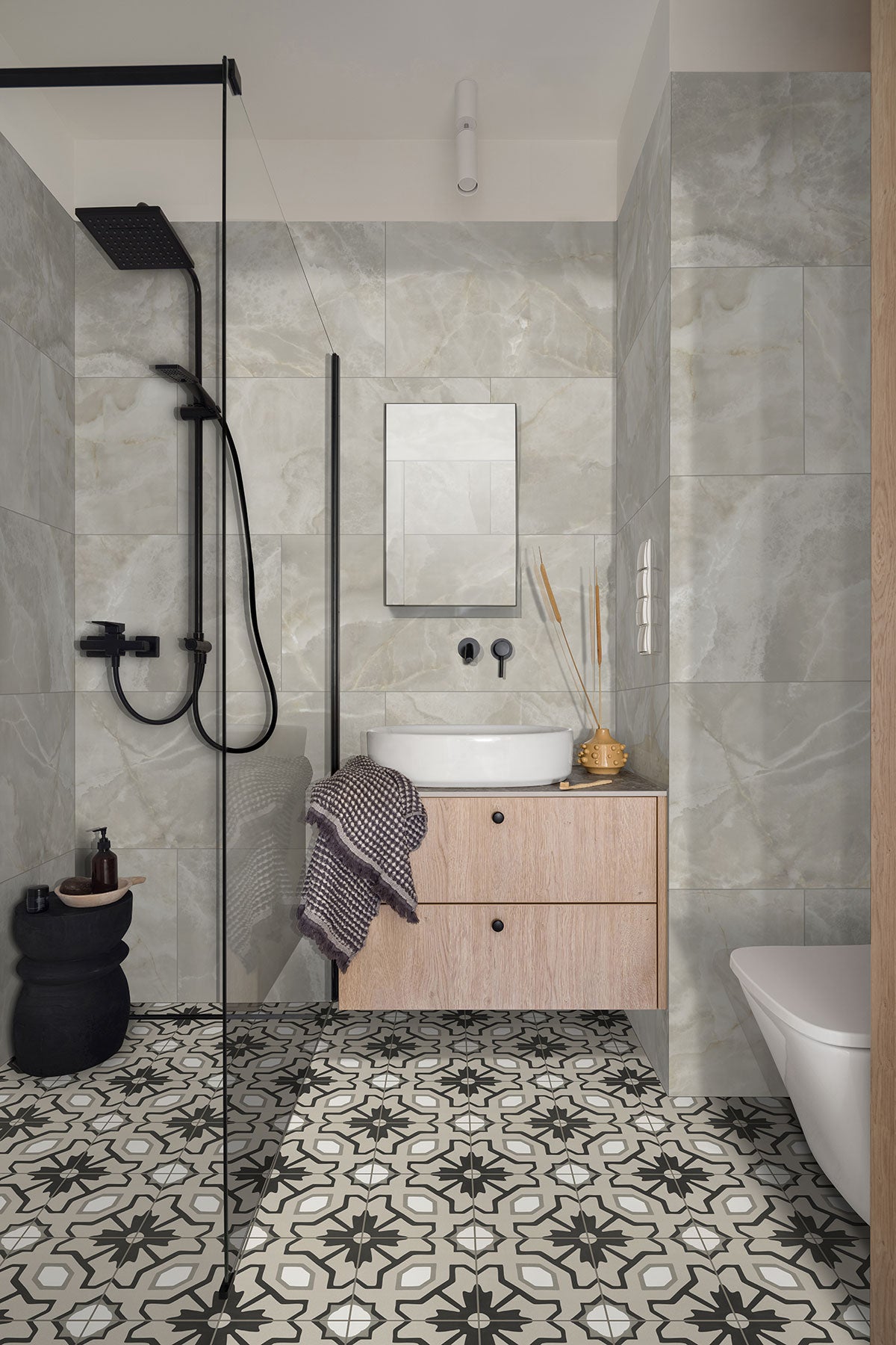 MSI Exotika Alura 24 x 48 Polished Porcelain tile (NALU2448P) – MSI room scene (bathroom)