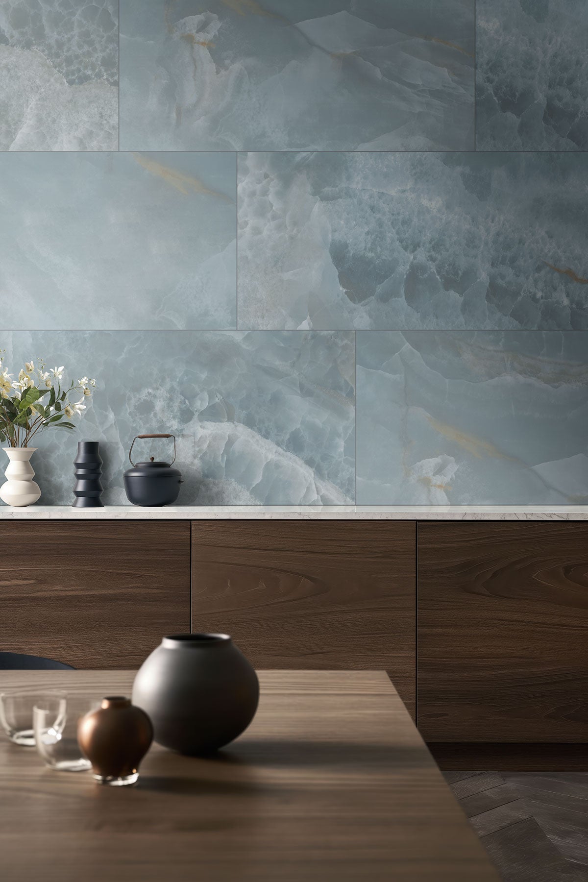 MSI Exotika Biotite 24 x 48 Polished Porcelain tile (NBIO2448P) – MSI room scene (kitchen)