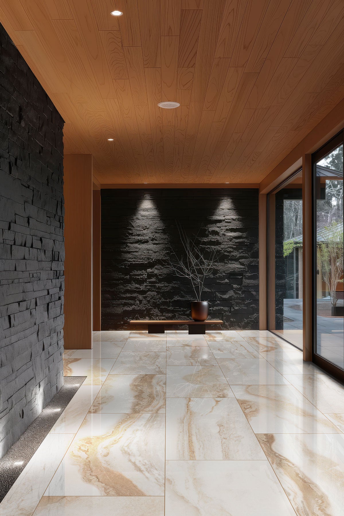 MSI Exotika Nebula Almond 24 x 48 Polished Porcelain tile (NWGNEBALM2448P) – MSI room scene (entryway)