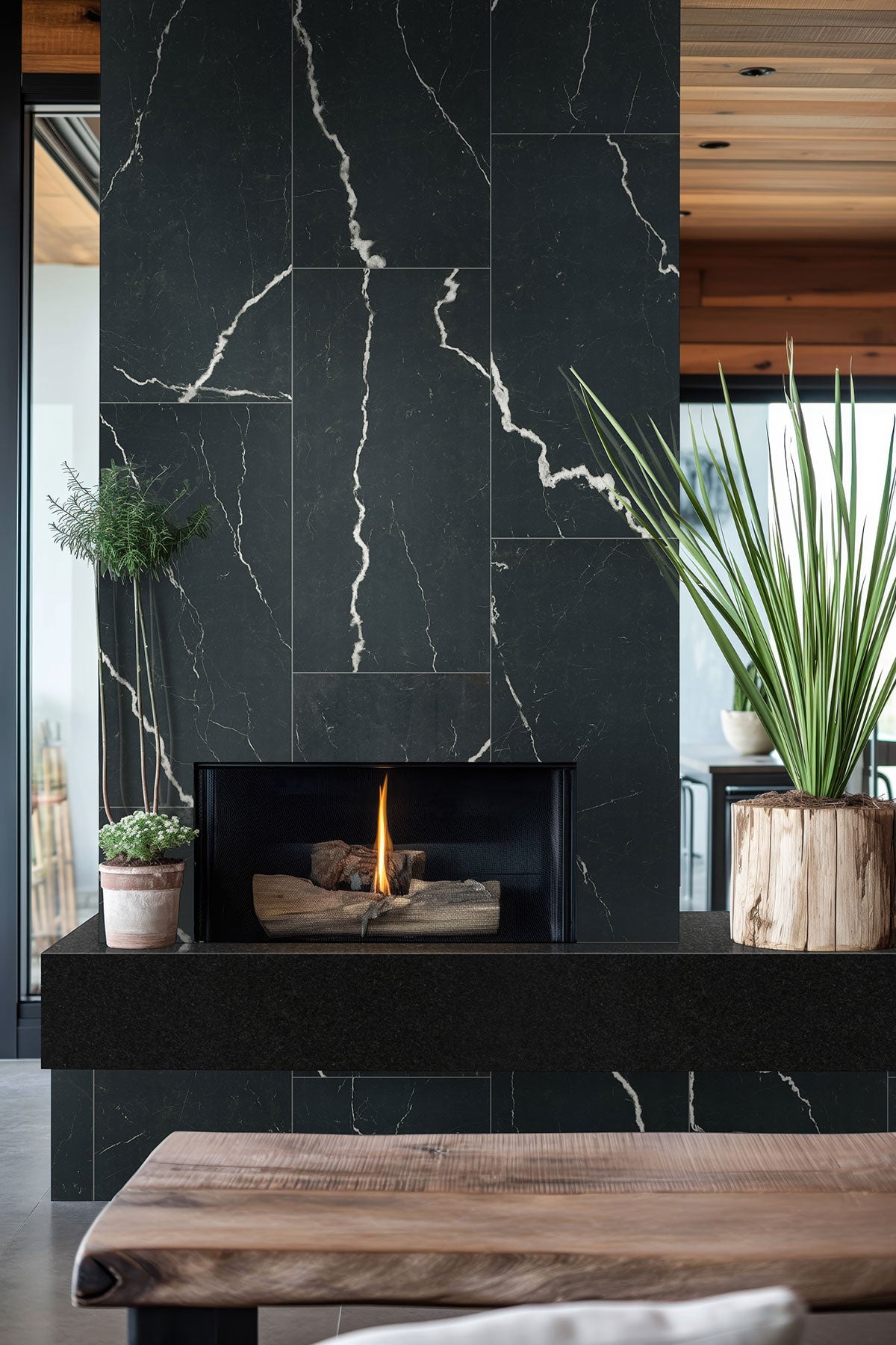 MSI Exotika Soho Noir 24 x 48 Polished Porcelain tile (NSOHNOI2448P) – MSI room scene (living room)