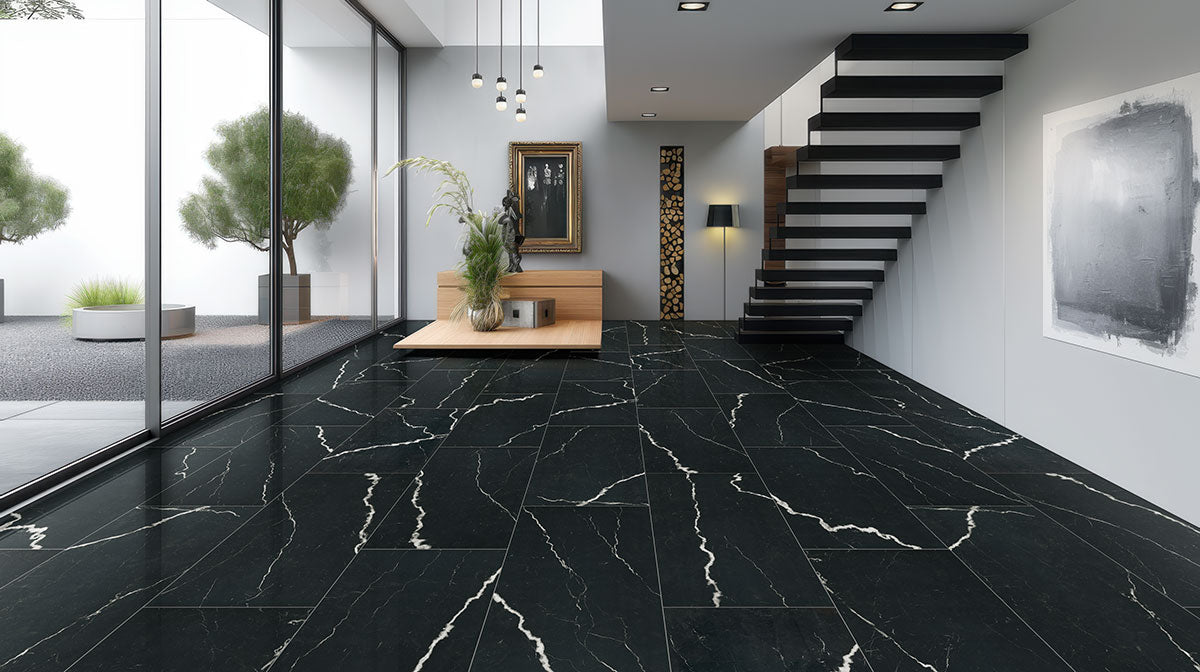 MSI Exotika Soho Noir 24 x 48 Polished Porcelain tile (NSOHNOI2448P) – MSI room scene