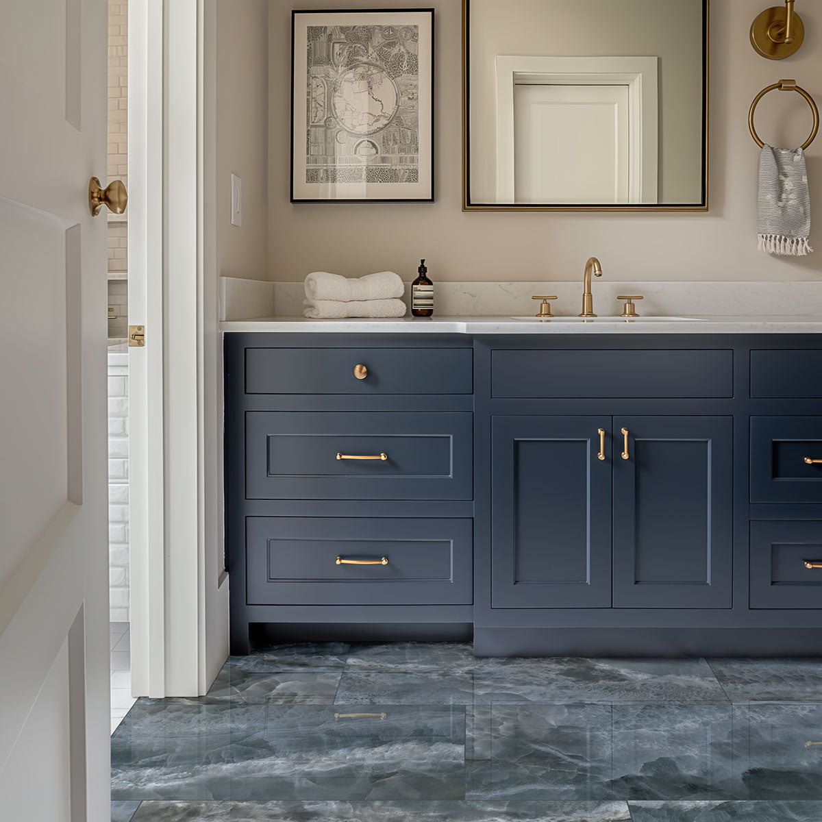 MSI Exotika Tourmaline 24 x 48 Polished Porcelain tile (NTOU2448P) – MSI room scene (bathroom)