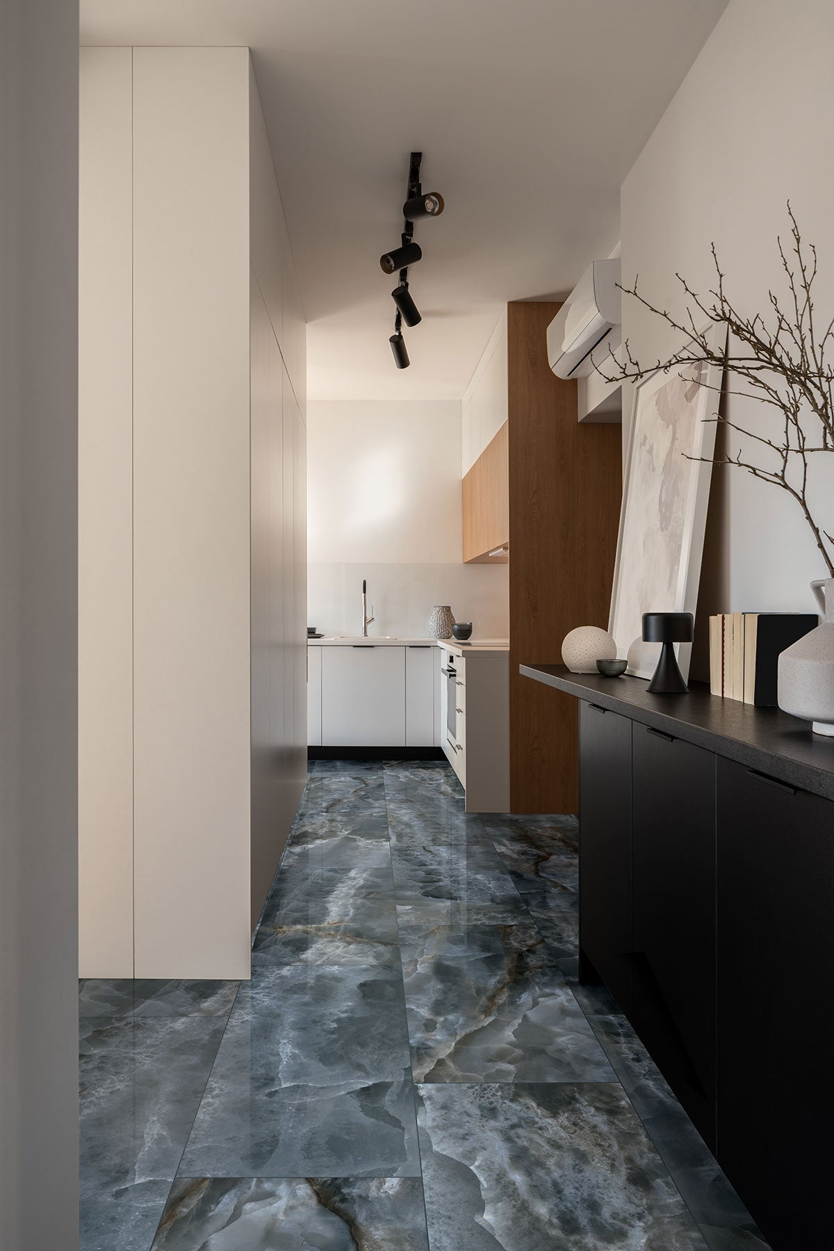 MSI Exotika Tourmaline 24 x 48 Polished Porcelain tile (NTOU2448P) – MSI room scene (kitchen)