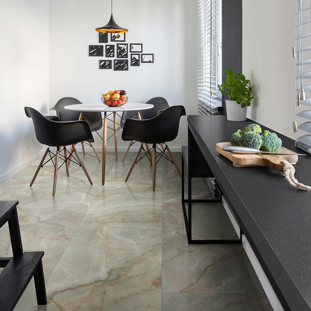 MSI Exotika Verde Vivo 24 x 48 Polished Porcelain tile (NVERVIV2448P) – MSI room scene (kitchen)