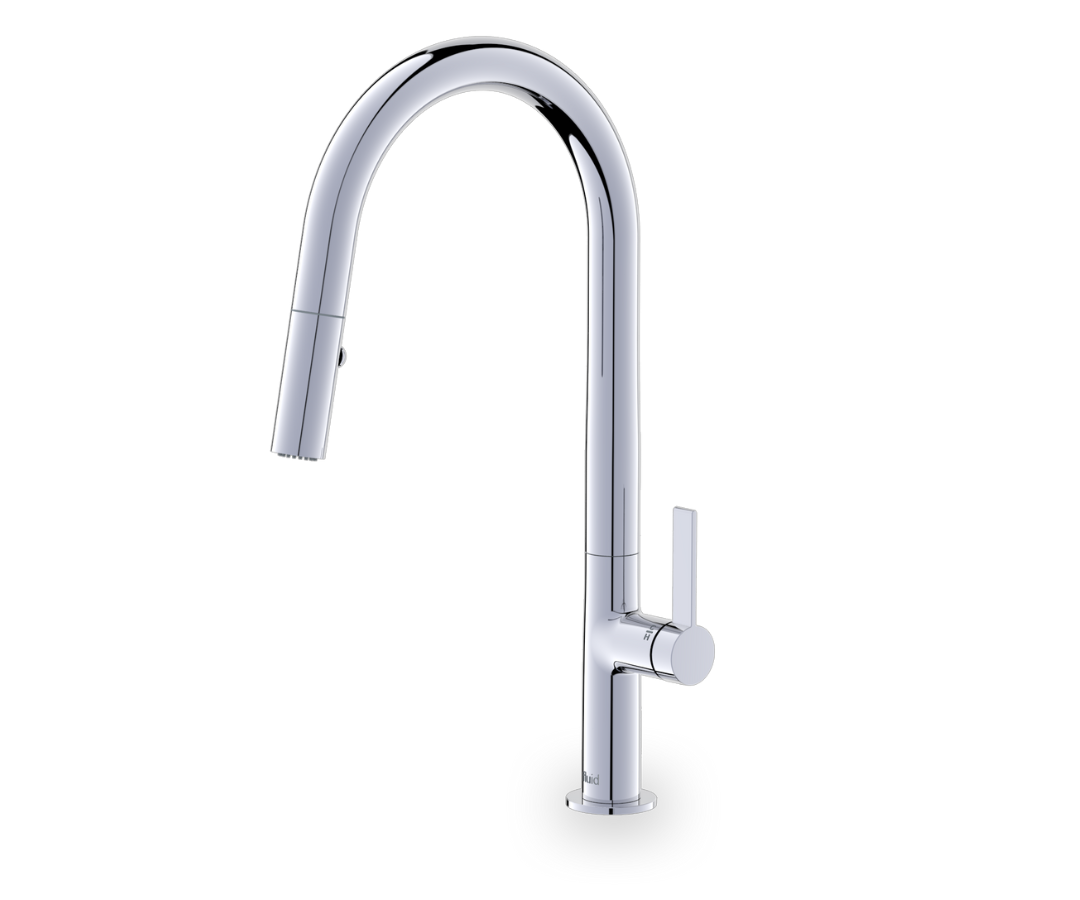Fluid F820 Pull Down Kitchen Faucet in polished chrome