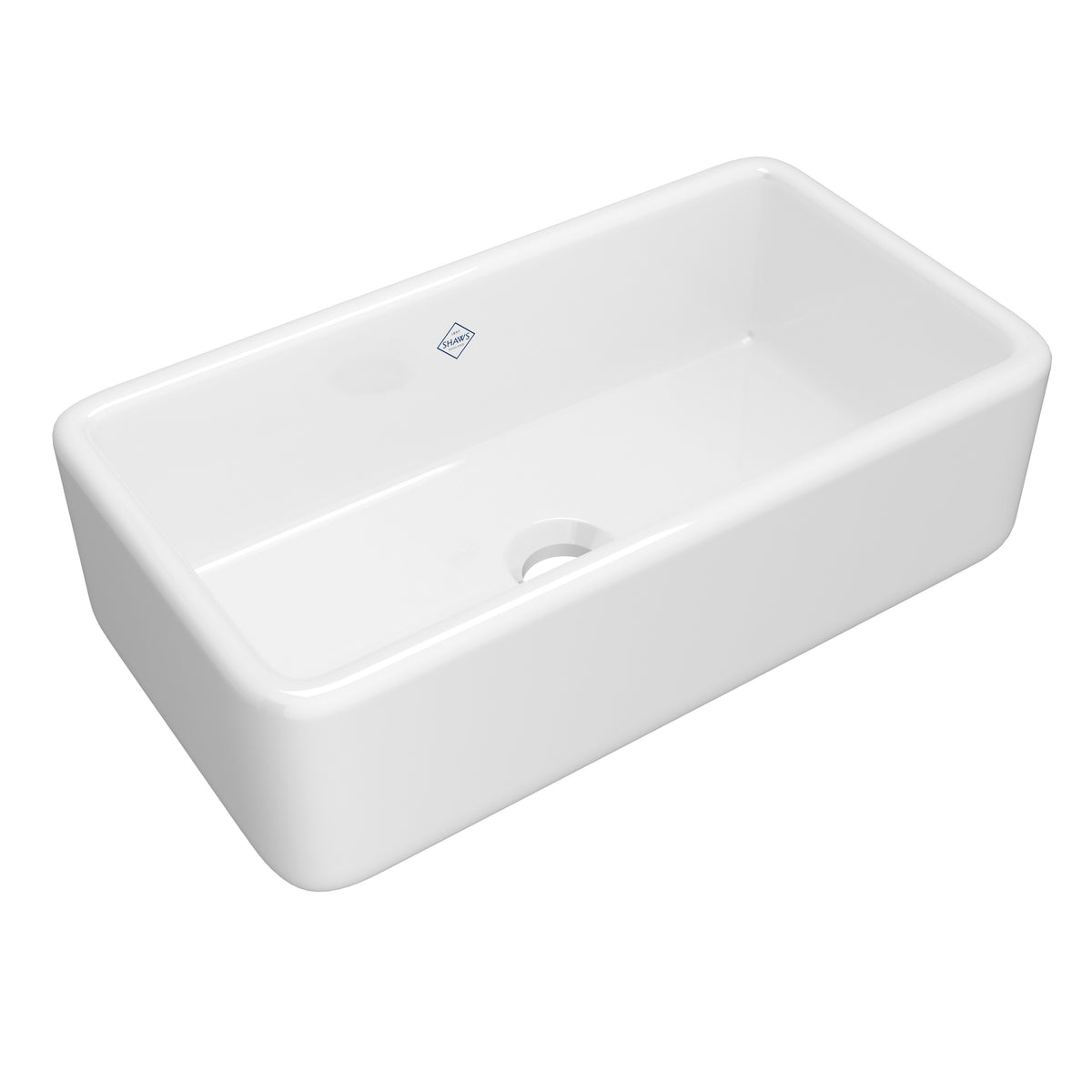 Shaws Lancaster 33" Single Bowl Farmhouse Apron Front Fireclay Kitchen Sink RC3318 - White