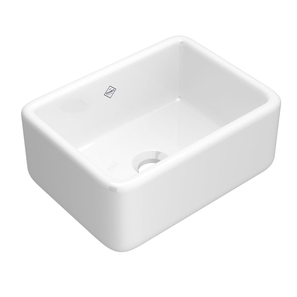Shaws Lancaster 24" Single Bowl Farmhouse Apron Front Fireclay Kitchen Sink RC2418 - White