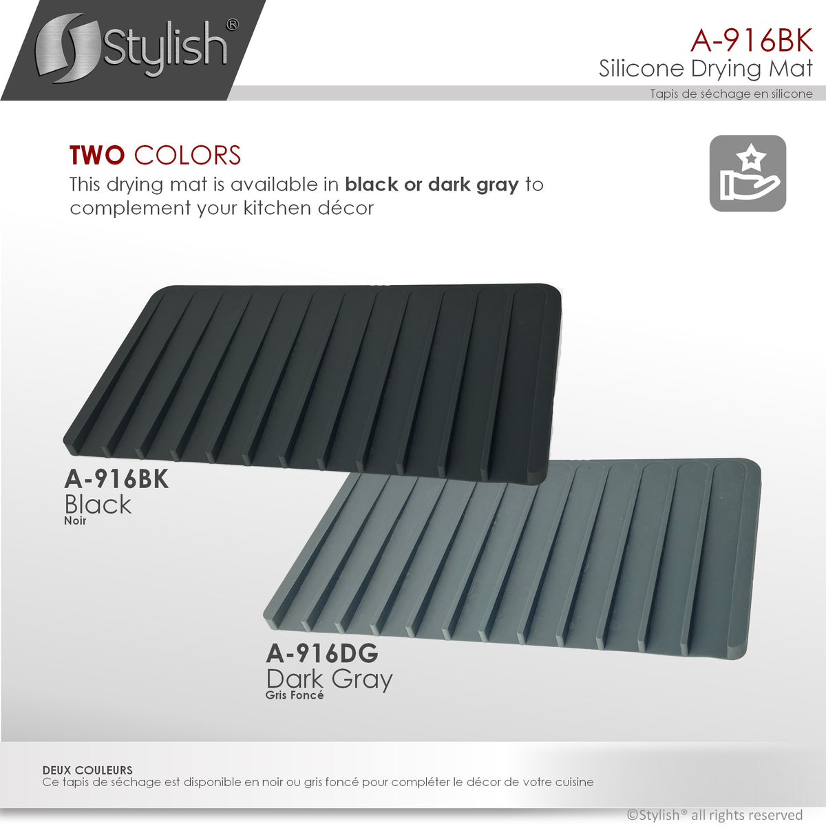 Stylish Silicone Drying Mat Black A-916BK