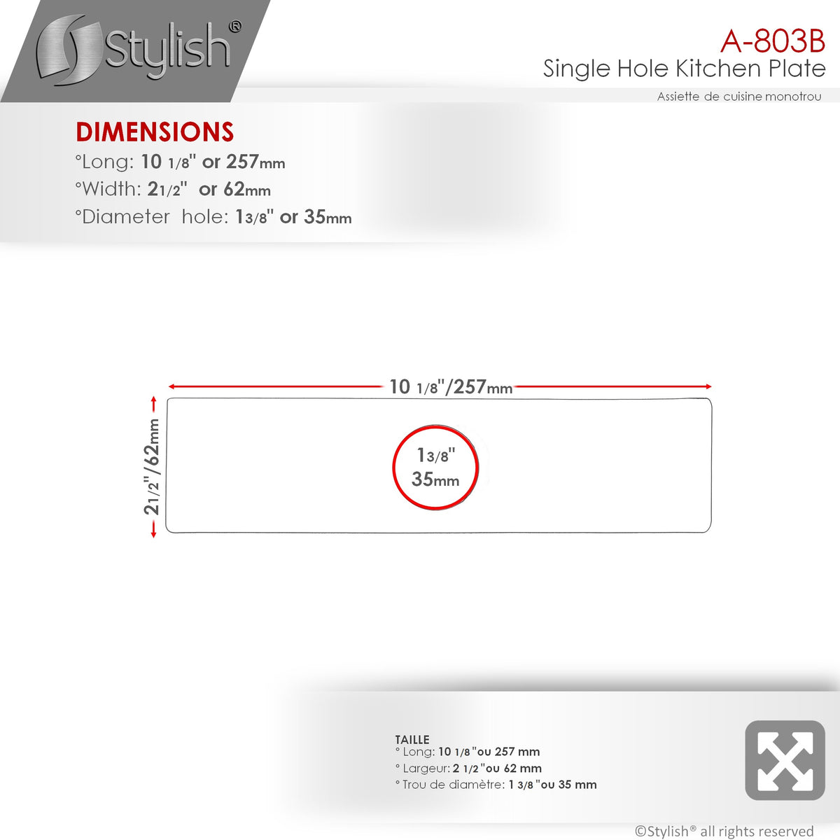 Stylish 10" Kitchen Deck Plate Brushed Nickel Square Shape A-803B