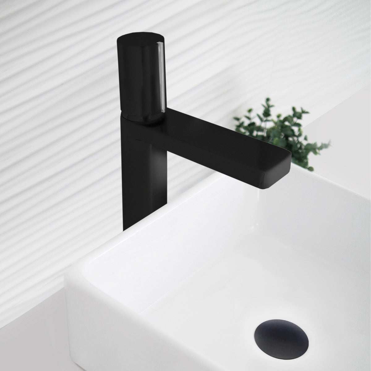 Stylish Nessa Bathroom Faucet Single Handle Matte Black with Chrome B-122NC