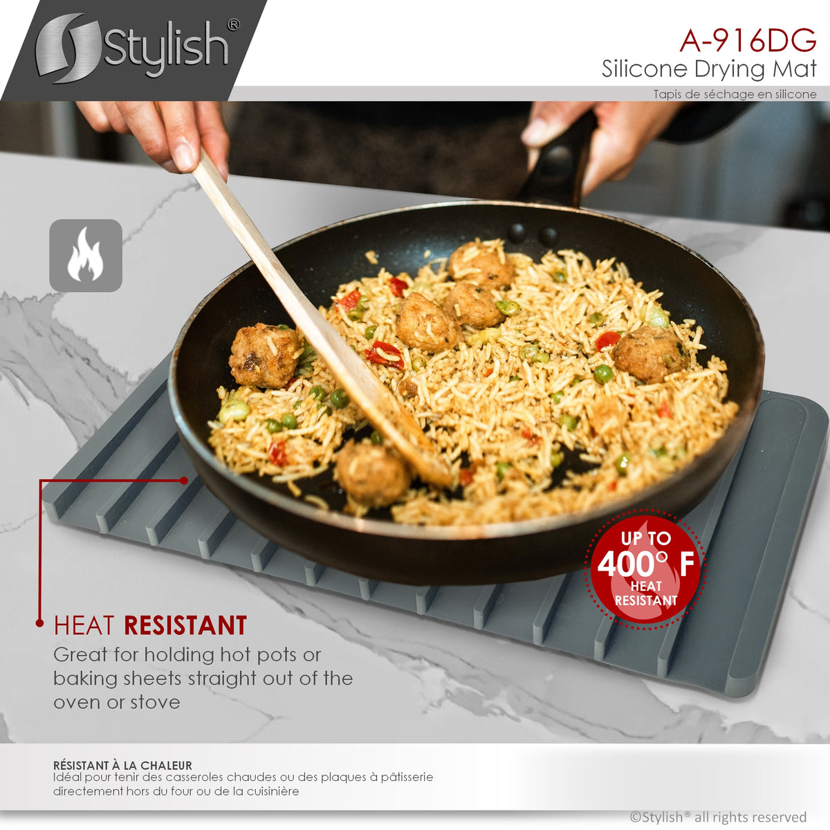 Stylish Silicone Drying Mat Dark Gray A-916DG