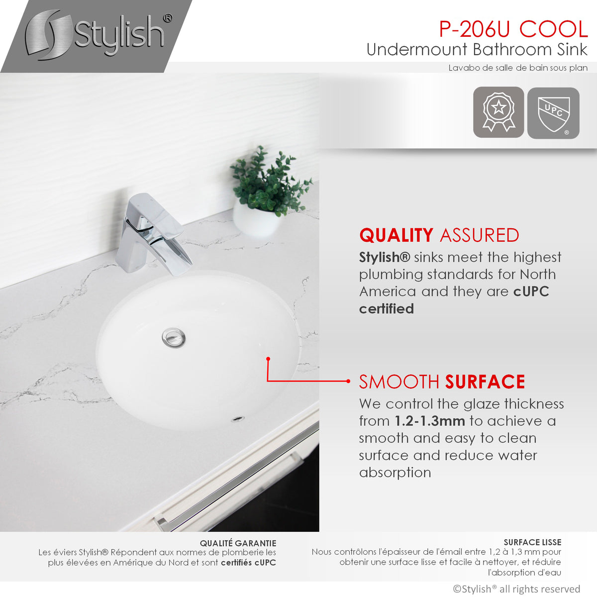 Stylish Cool 19" White Oval Porcelain Undermount Bathroom Sink Unboxed P-206U