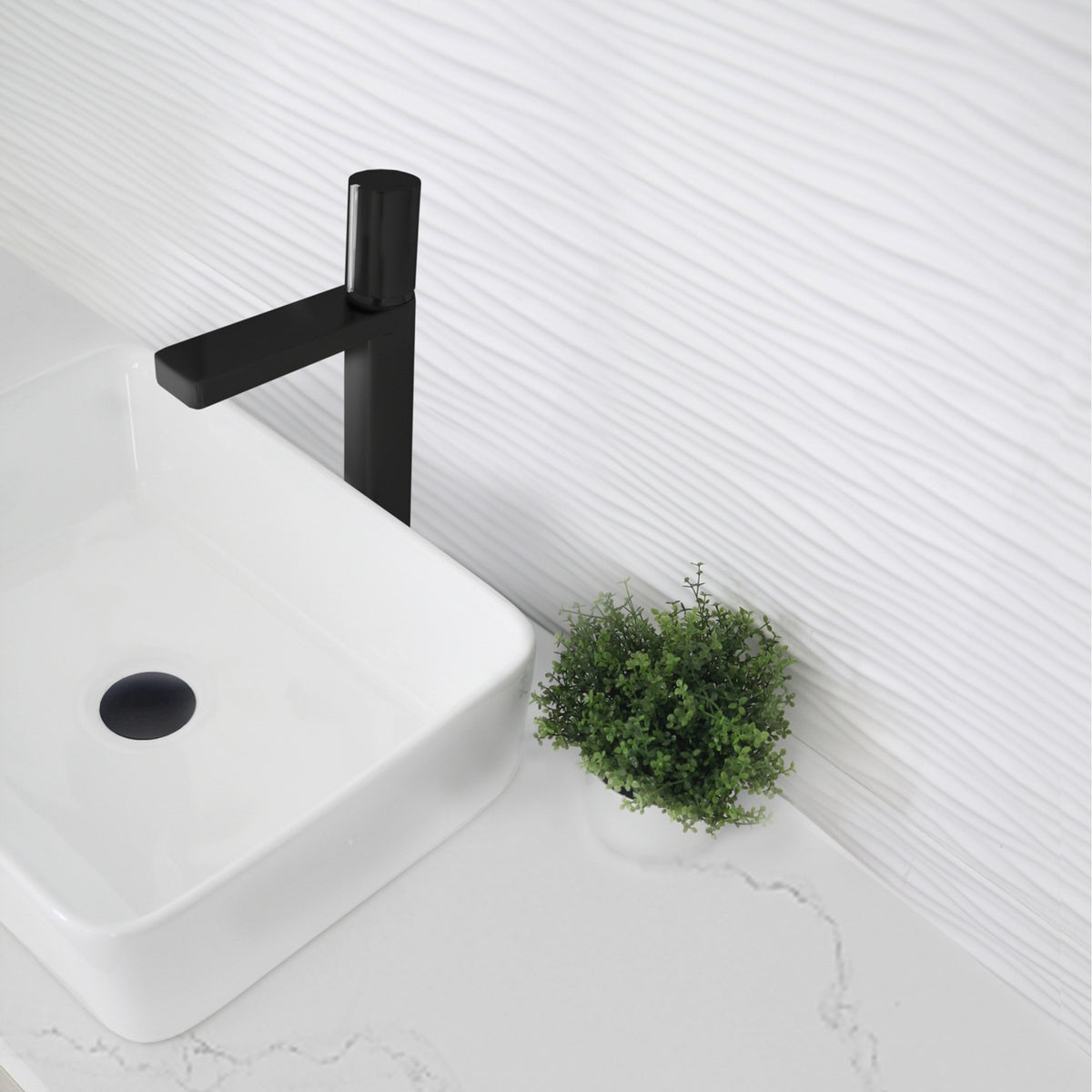 Stylish Nessa Bathroom Faucet Single Handle Matte Black with Chrome B-122NC
