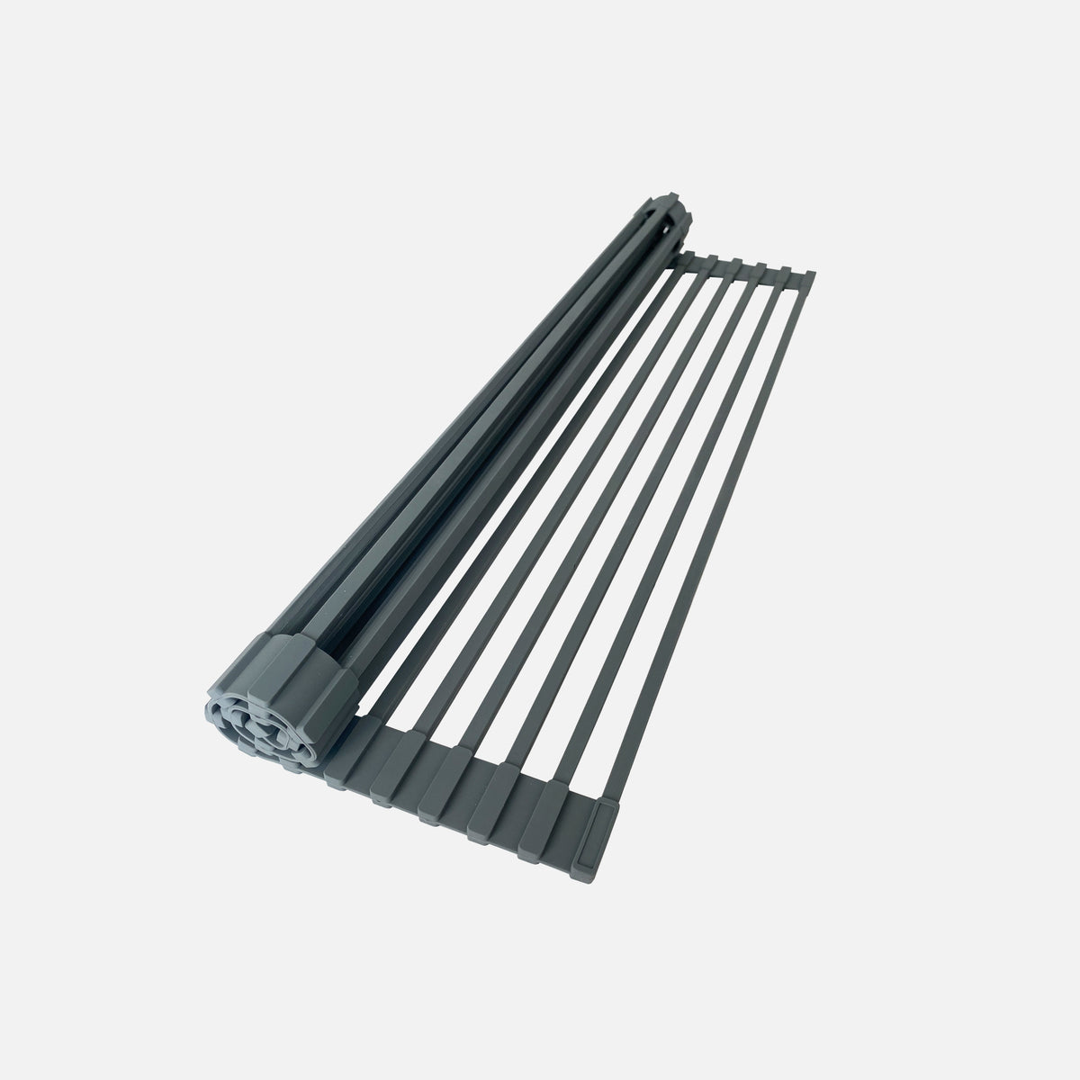 Stylish Multipurpose Over Sink Roll-Up Dish Drying Rack Dark Grey A-902DG