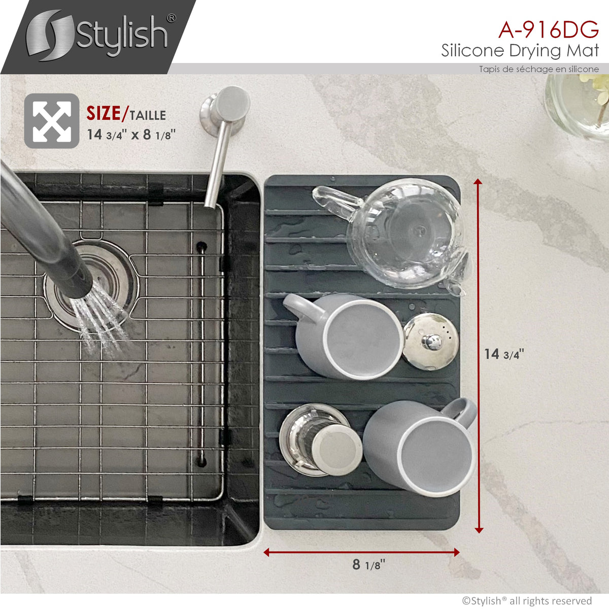 Stylish Silicone Drying Mat Dark Gray A-916DG