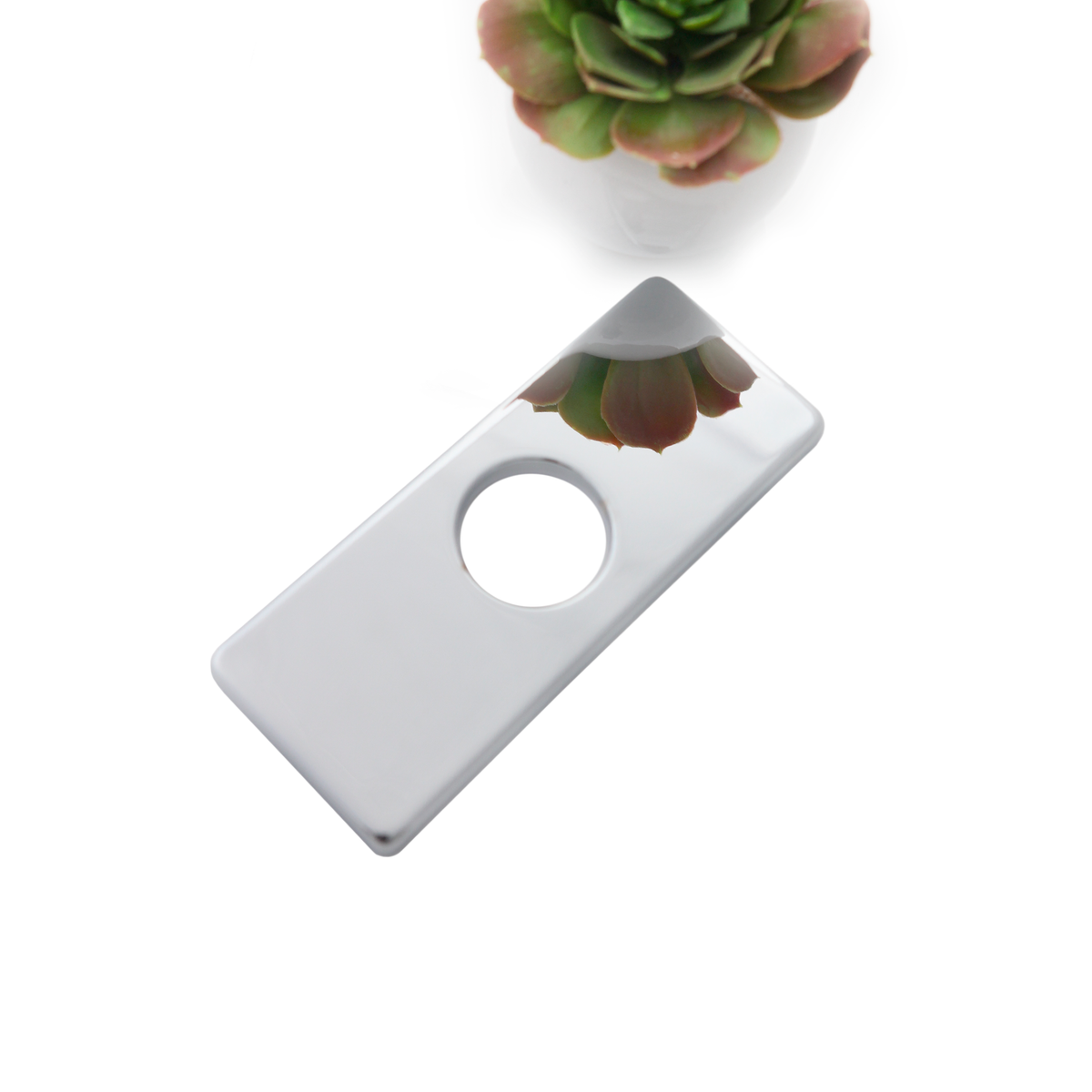 Stylish 6" Bath Deck Plate Polished Chrome Square Shape A-801C