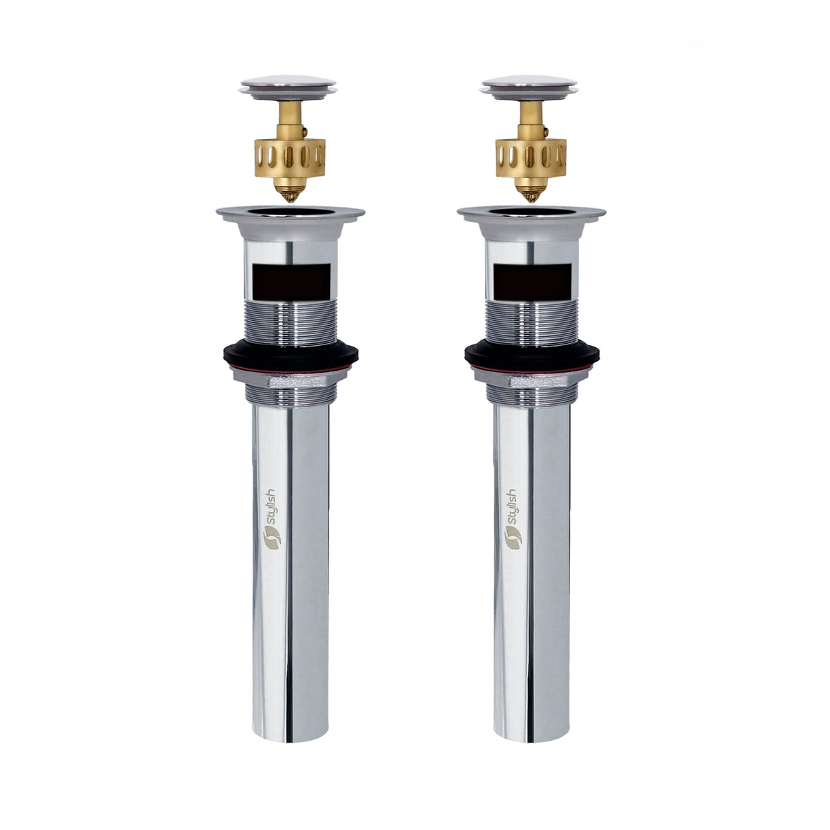 Stylish Pop-Up Bathroom Sink Drains Set with Overflow Polished Chrome D-700C2