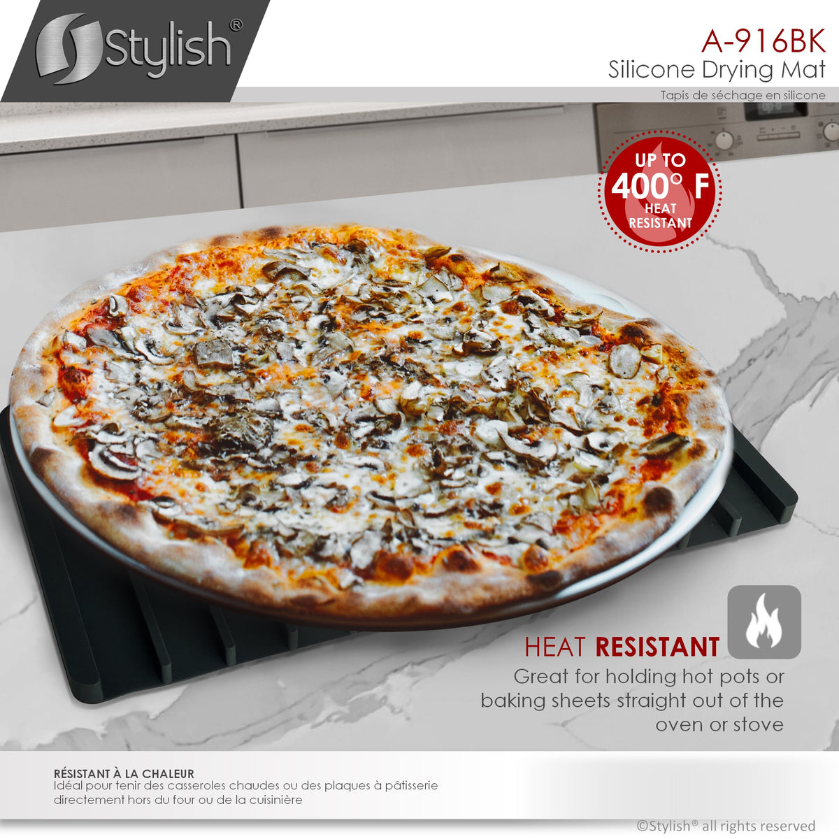 Stylish Silicone Drying Mat Black A-916BK