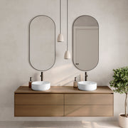 Stylish 14 1/8" White Glossy Round Vessel Bathroom Sink Set of 2 P-229H-2