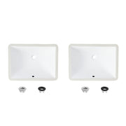 Stylish Trendy White Porcelain Undermount Basin Bathroom Sink Set of 2 P-201-2