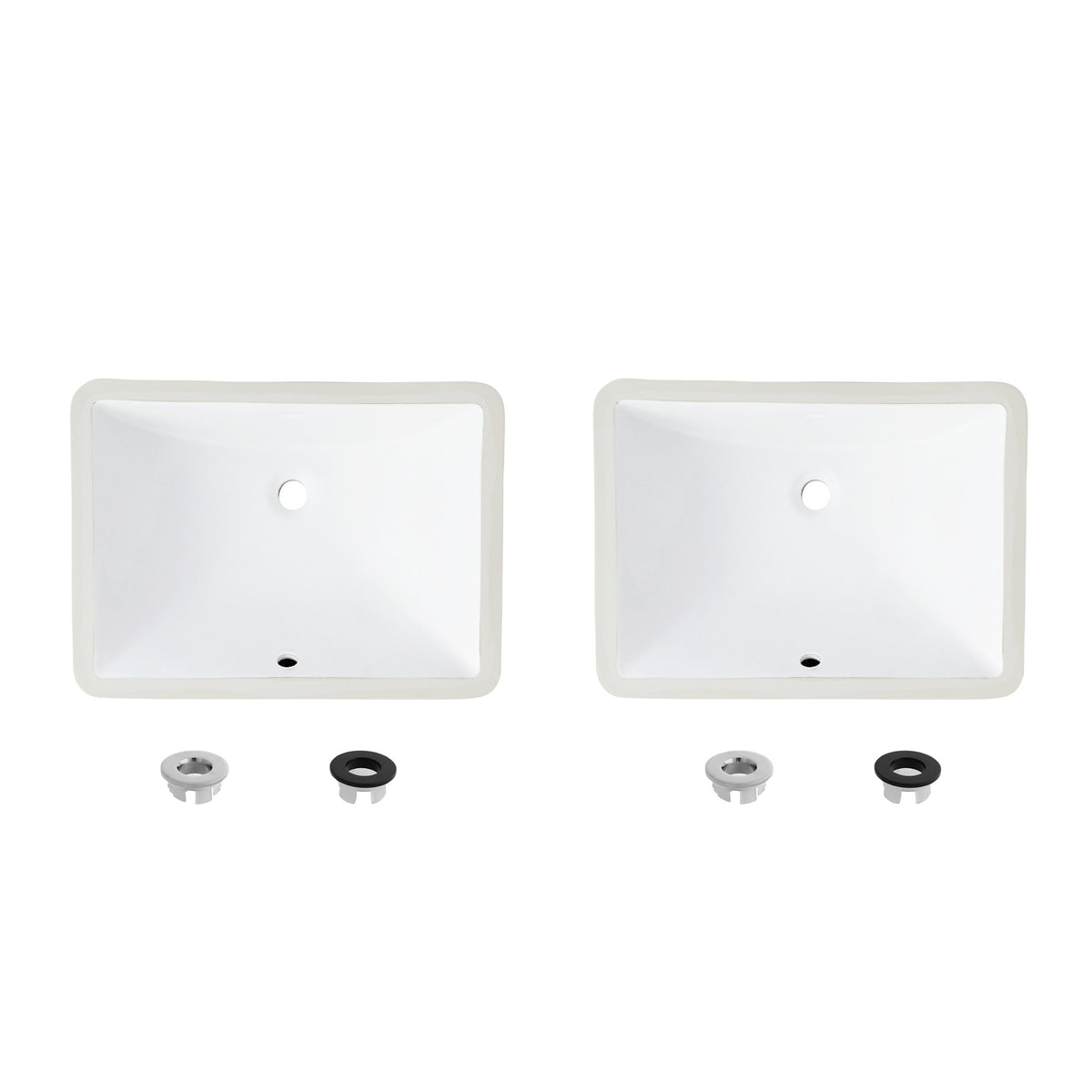 Stylish Trendy White Porcelain Undermount Basin Bathroom Sink Set of 2 P-201-2