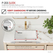 Stylish Sleek 18" White Rectangular Undermount Bathroom Sink Set of 2 P-205-2