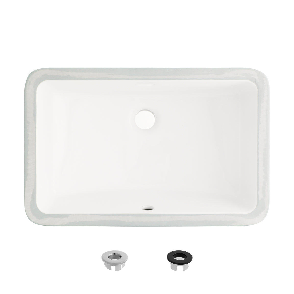 Stylish Sleek 18" White Rectangular Undermount Bathroom Sink Set of 2 P-205-2