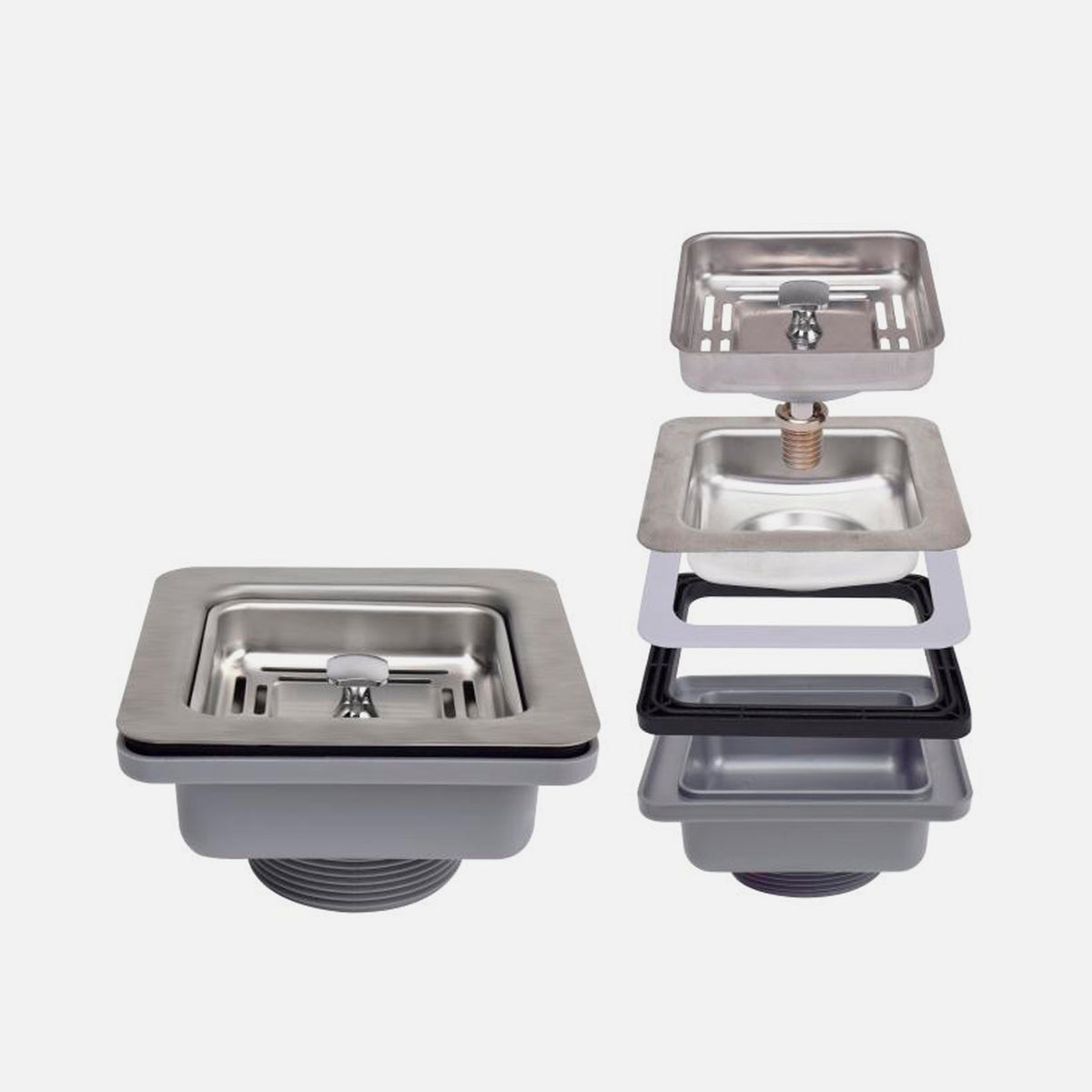 Stylish 3.5" Square Stainless Steel Kitchen Sink Strainer with Removable Basket ST-04
