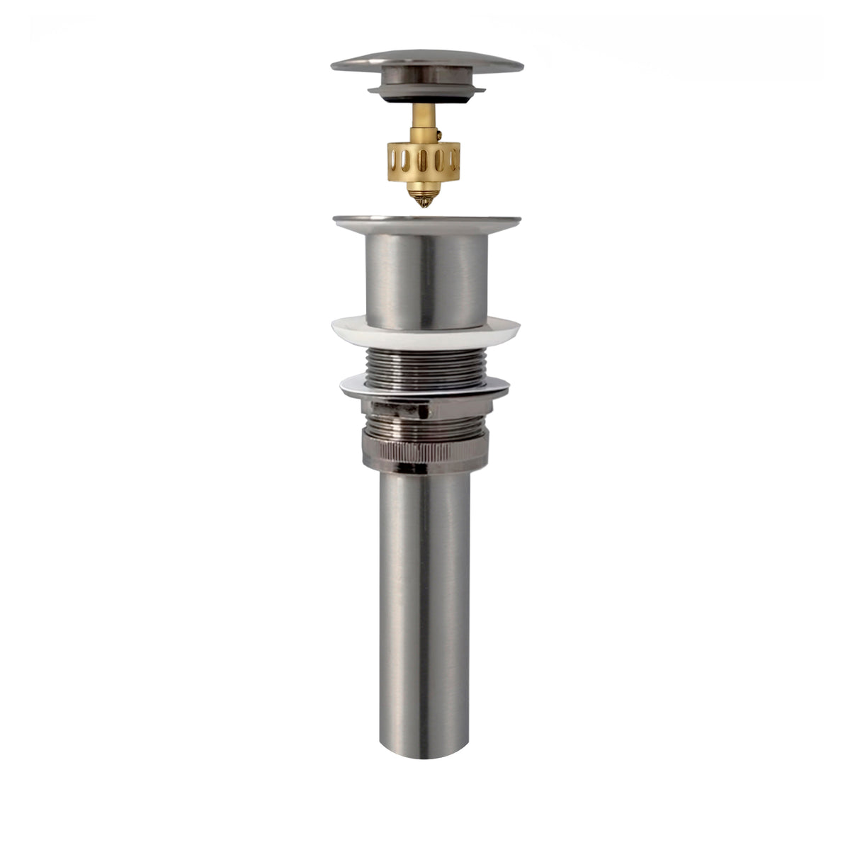 Stylish Pop-Up Bathroom Sink Drain Without Overflow Brushed Nickel D-702B