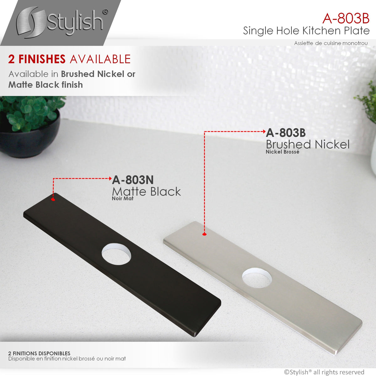 Stylish 10" Kitchen Deck Plate Brushed Nickel Square Shape A-803B