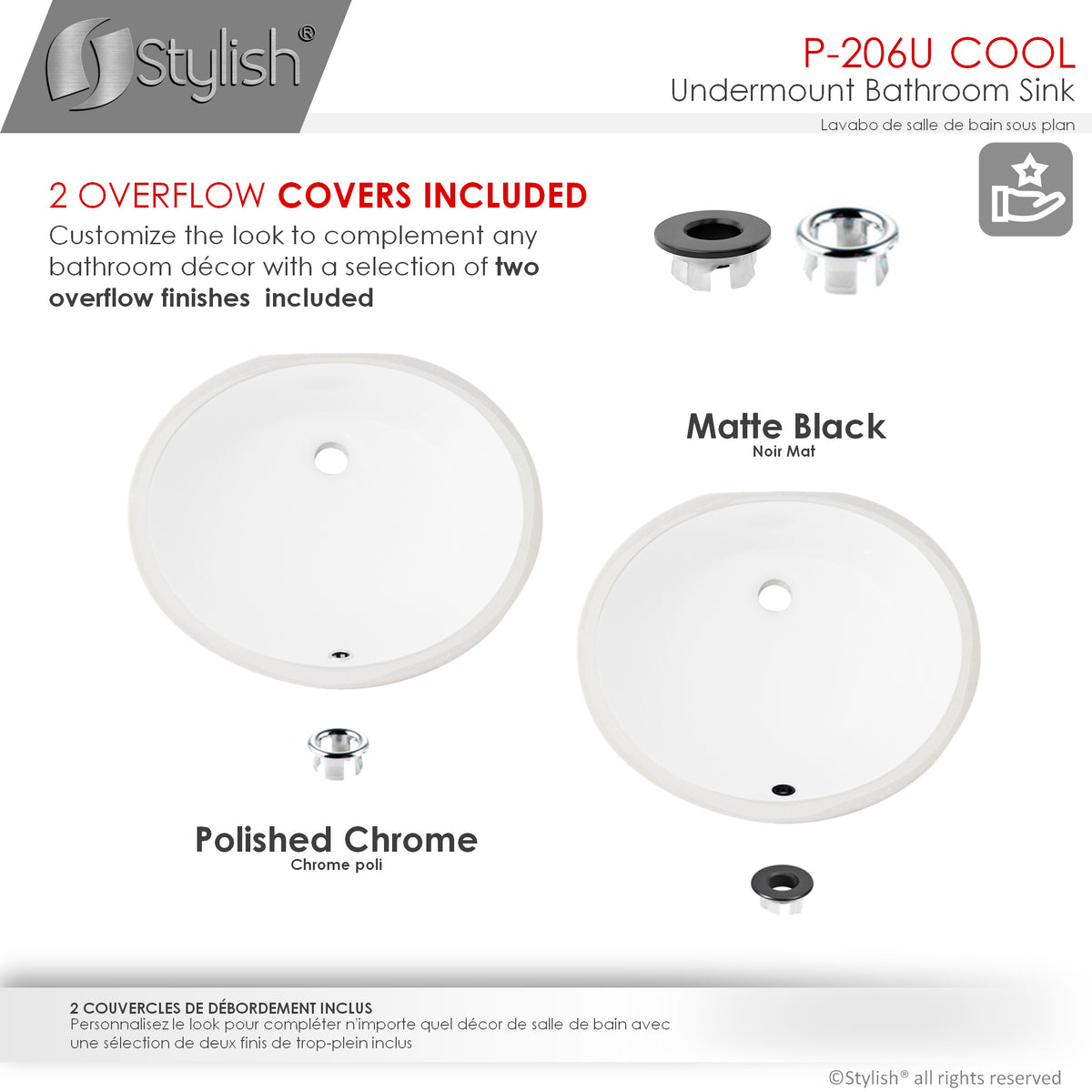 Stylish Cool 19" White Oval Porcelain Undermount Bathroom Sink Unboxed P-206U