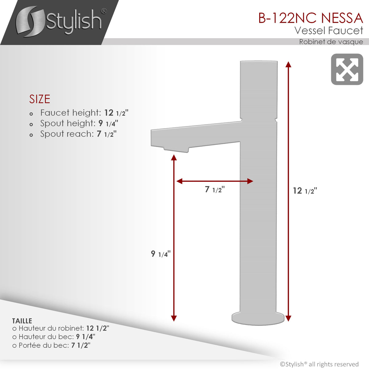 Stylish Nessa Bathroom Faucet Single Handle Matte Black with Chrome B-122NC