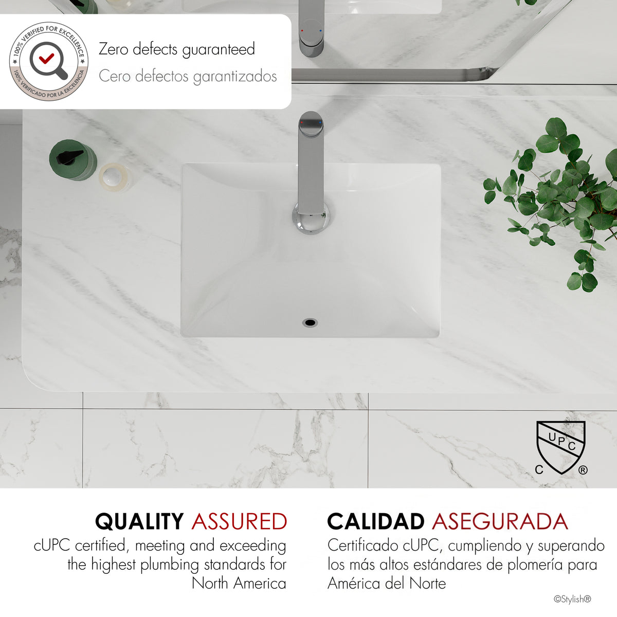Stylish Trendy White Porcelain Undermount Basin Bathroom Sink Set of 2 P-201-2