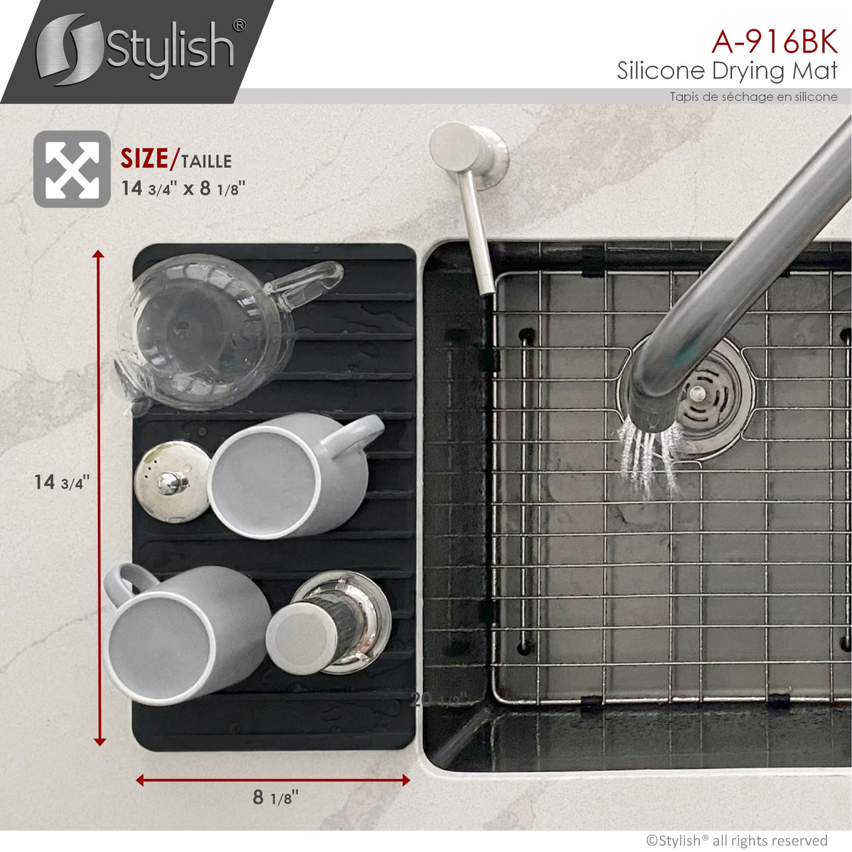 Stylish Silicone Drying Mat Black A-916BK