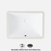 Stylish Trendy 18" White Porcelain Undermount Bathroom Sink Unboxed P-201U