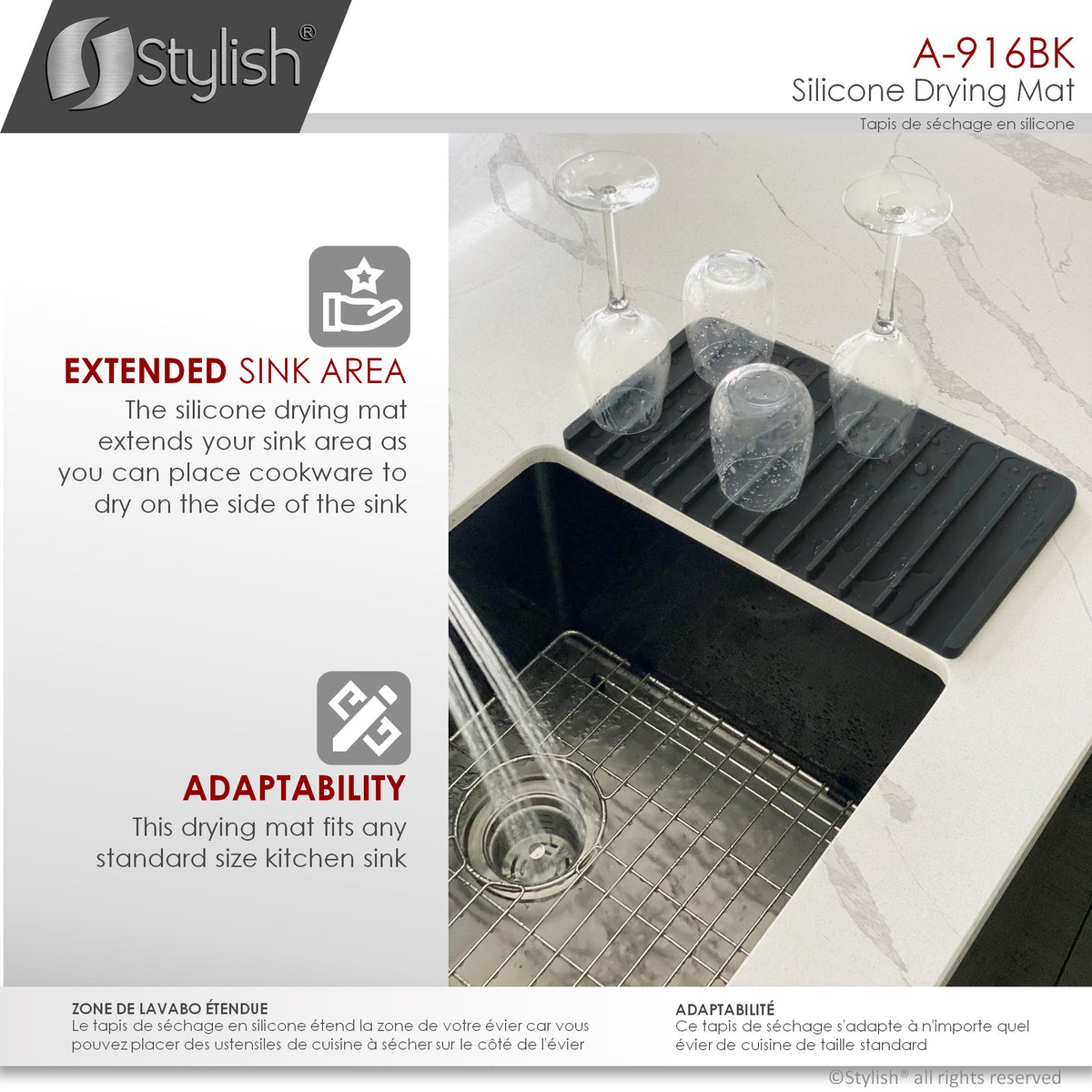 Stylish Silicone Drying Mat Black A-916BK