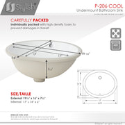 Stylish Cool 19" White Oval Porcelain Undermount Bathroom Sink Set of 2 P-206-2