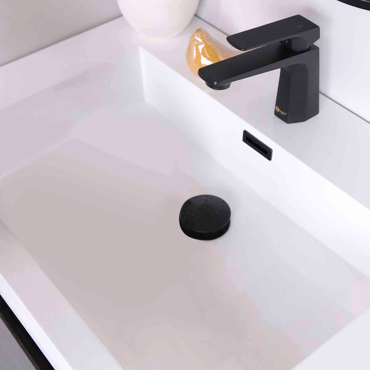 Stylish Pop-Up Bathroom Sink Drain with Overflow Matte Black D-701N