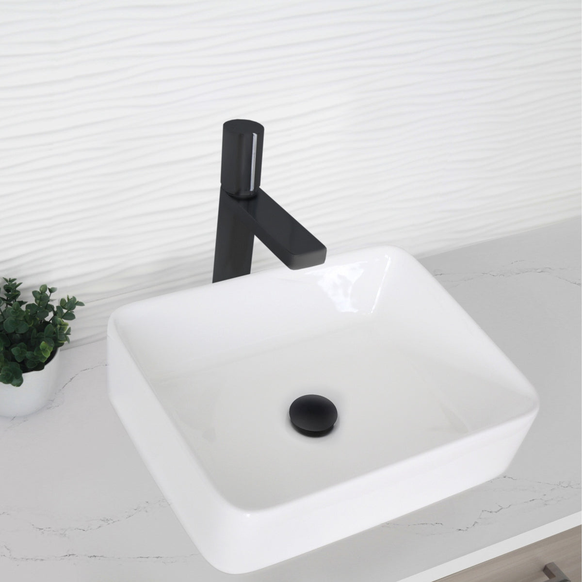 Stylish Nessa Bathroom Faucet Single Handle Matte Black with Chrome B-122NC