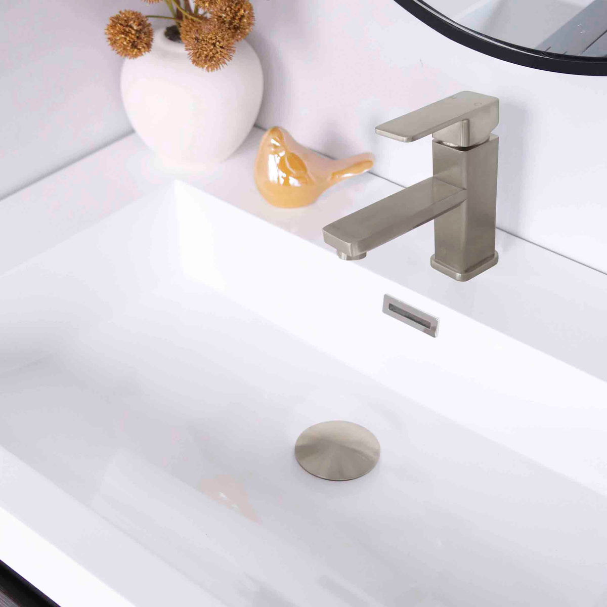 Stylish Pop-Up Bathroom Sink Drain with Overflow Brushed Nickel D-701B