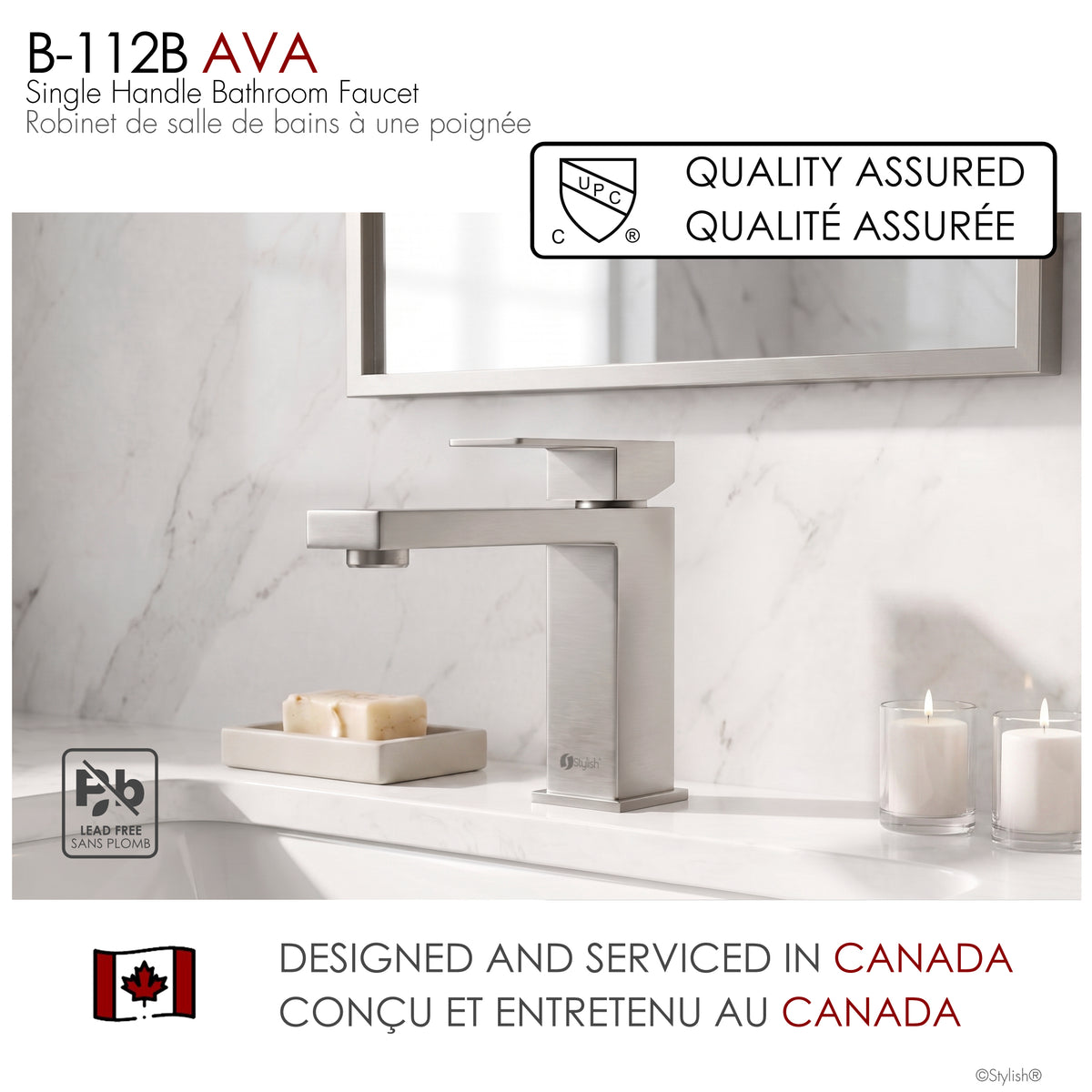 Stylish Ava Single Handle Bathroom Faucet B-112B