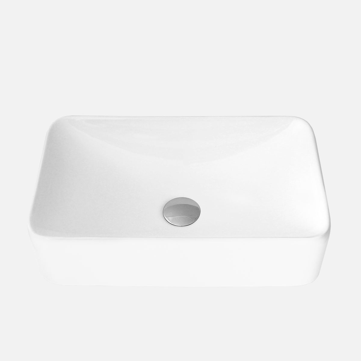 Stylish 19" White Rectangular Ceramic Vessel Bathroom Sink P-227H